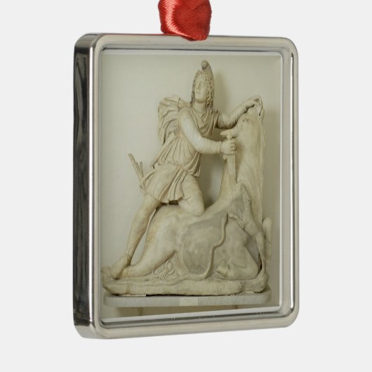 Bullのローマ大理石のレリーフ、浮き彫りを犠牲にするMithras メタルオーナメント (右)
