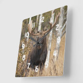 Bullの印象的なアメリカヘラジカ スクエア壁時計 (傾斜)