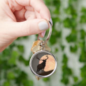 Bullの威厳のあるなオオシカおよび満月の上昇 キーホルダー (手)