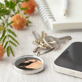 Bullの威厳のあるなオオシカおよび満月の上昇 キーホルダー (側面)