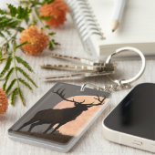 Bullの威厳のあるなオオシカおよび満月の上昇 キーホルダー (正面右)