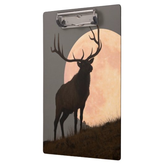 Bullの威厳のあるなオオシカおよび満月の上昇 クリップボード (左)