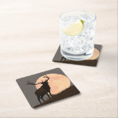 Bullの威厳のあるなオオシカおよび満月の上昇 スクエアペーパーコースター (インサイチュ)