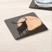 Bullの威厳のあるなオオシカおよび満月の上昇 スクエアペーパーコースター (アングル)