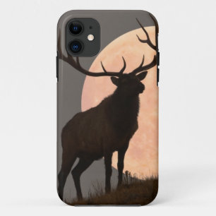 Bullの威厳のあるなオオシカおよび満月の上昇 iPhone 11 ケース