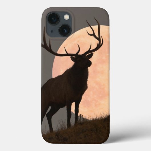 Bullの威厳のあるなオオシカおよび満月の上昇 Case-Mate iPhoneケース (裏面)