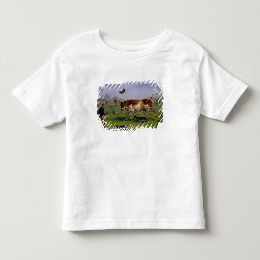 Bullの悩ますこと(パネルに置かれる紙の油) トドラーTシャツ (正面)