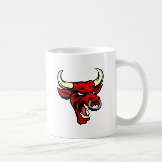 Bullの赤の平均動物のマスコット コーヒーマグカップ (右)