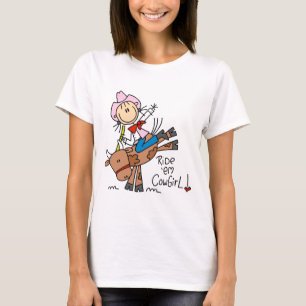 BullのTシャツおよびギフトに乗っている棒の女性のカーボーイ Tシャツ