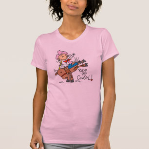 BullのTシャツに乗っている棒の女性のカーボーイ Tシャツ