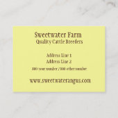 Bullまたは牛農場のぽっちゃりした名刺 名刺 (裏面)