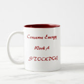 Bullを持つStockdogのオーストラリアの羊飼いを働かせて下さい ツートーンマグカップ (左)