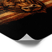 Bull distressed american flag western countryBull  ポスター (角)