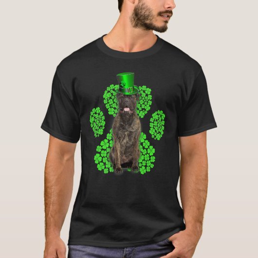 Bull Mastiff Shamrock Paw Clovers St Patrick's Day Tシャツ (正面)
