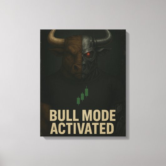 Bull Mode Activated Poster — Cyber Bull Trader キャンバスプリント (正面)