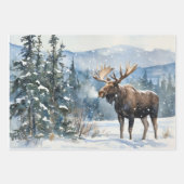 Bull Moose in Winter Snow Nature ラッピングペーパーシート (正面3)