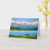 Bull moose in Wonder Lake カード (黄色い花)