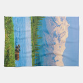 Bull moose in Wonder Lake キッチンタオル (横)