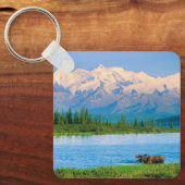 Bull moose in Wonder Lake キーホルダー (正面)