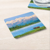 Bull moose in Wonder Lake スクエアペーパーコースター (アングル)