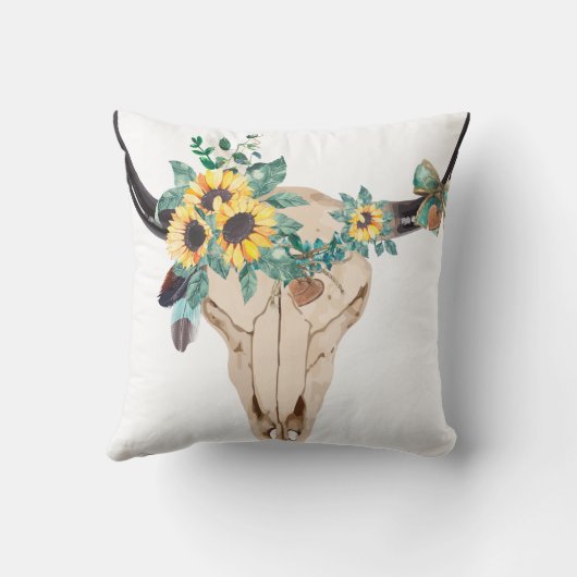 Bull Skull Sunflowers クッション (裏面)