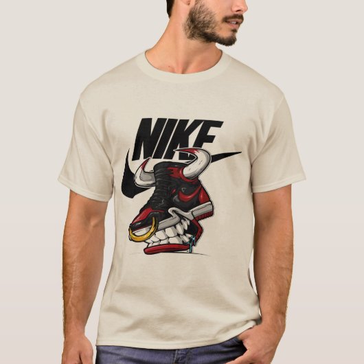 Bull Sneaker Beast – Streetwear Monster Shoe Graph Tシャツ (正面)