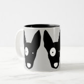 BULL TERRIER：白黒グラフィックイラストレーション ツートーンマグカップ (正面左)