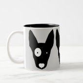 BULL TERRIER：白黒グラフィックイラストレーション ツートーンマグカップ (左)