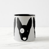 BULL TERRIER：白黒グラフィックイラストレーション ツートーンマグカップ (中央)
