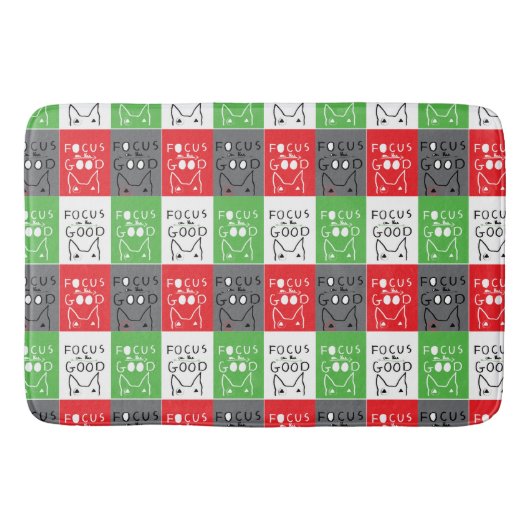 Bull Terrier Artポップ・アートの GOODインスピレーションに焦点を当てる バスマット (正面)