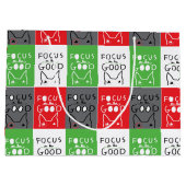 Bull Terrier Artポップ・アートの GOODインスピレーションに焦点を当てる ラージペーパーバッグ (裏面)