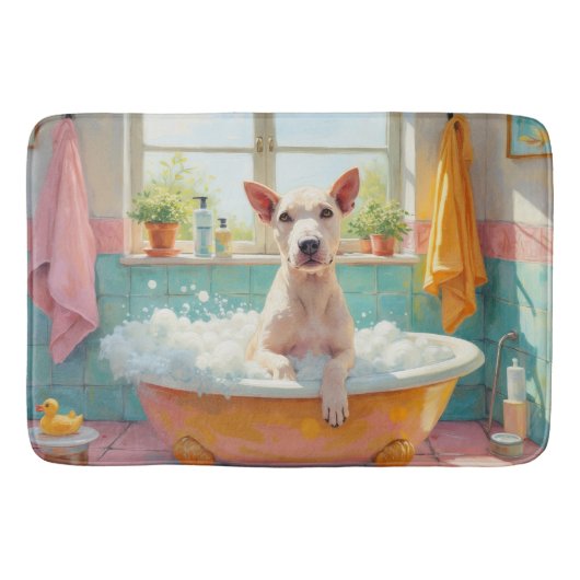 Bull Terrier Bath Time Fun Bathroom Decor バスマット (正面)