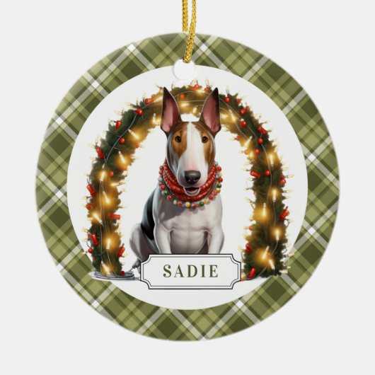 Bull Terrier Ceramic Circle Ornament セラミックオーナメント (正面)