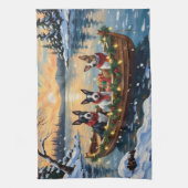 Bull Terrier Christmas Boat Holiday キッチンタオル (縦)