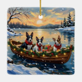 Bull Terrier Christmas Boat Holiday セラミックオーナメント (裏面)