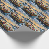 Bull Terrier Christmas Boat Holiday ラッピングペーパー (角)