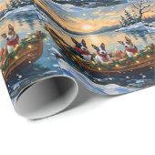 Bull Terrier Christmas Boat Holiday ラッピングペーパー (ロールコーナー)