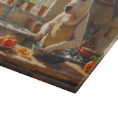 Bull Terrier Cooking in Kitchen カッティングボード (角)