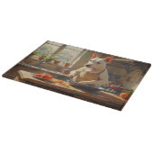 Bull Terrier Cooking in Kitchen カッティングボード (角)