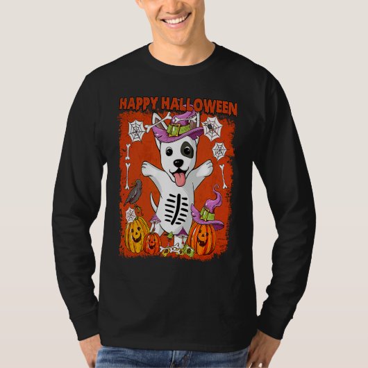 Bull Terrier Dog Happy Halloween Tシャツ (正面)