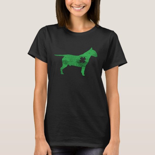 Bull Terrier Dog Shamrock St Patrick s Day Saint P Tシャツ (正面)