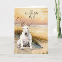 Bull Terrier Dog Sunset Beach Father's Day シーズンカード