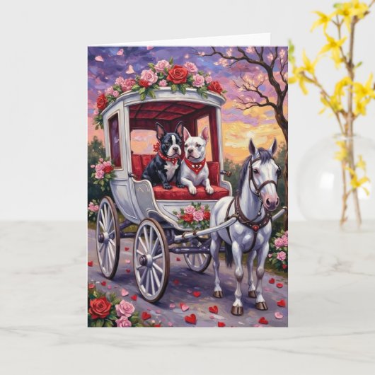 Bull Terrier Dog Valentine's Day カード (黄色い花)