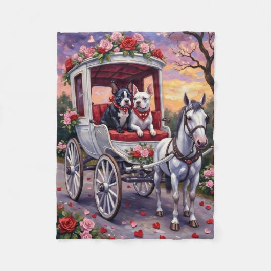 Bull Terrier Dog Valentine's Day フリースブランケット (正面)