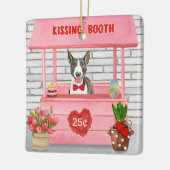 Bull Terrier Dog Valentine's Day Kissing Booth セラミックオーナメント (左)