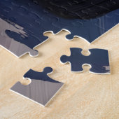 Bull Terrier Dog Valentine's Day Red Convertible ジグソーパズル (側面)