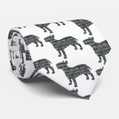 Bull Terrier English Yellow & Blue Gridlines White ネクタイ (ロール)