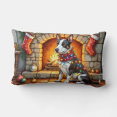Bull Terrier Fireplace with Christmas Lights ランバークッション (裏面)