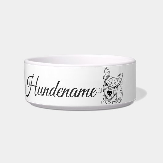 Bull Terrier Minimalist Line Art personalized bowl ボウル (正面)