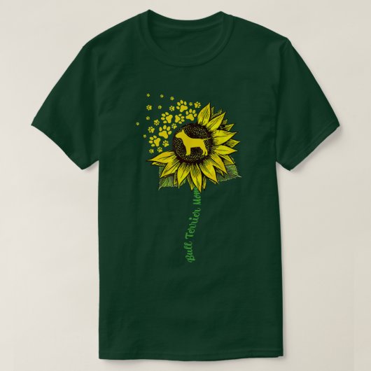 Bull Terrier Mom Sunflower Paw Floral Dog Owner Ma Tシャツ (デザイン正面)